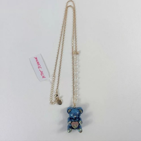 Betsey Johnson Jewelry - Betsey Johnson Jumbo Blue Glitter and Rhinestone Gummy Bear Long necklace!